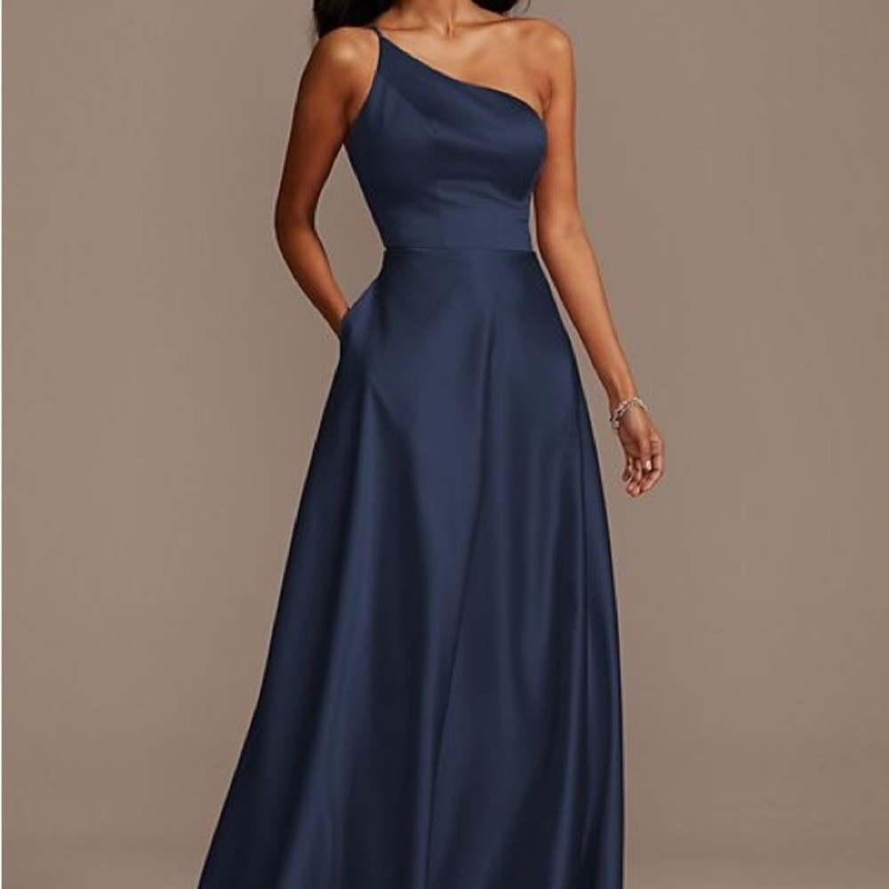 David’s Bridal One Shoulder Satin Dress